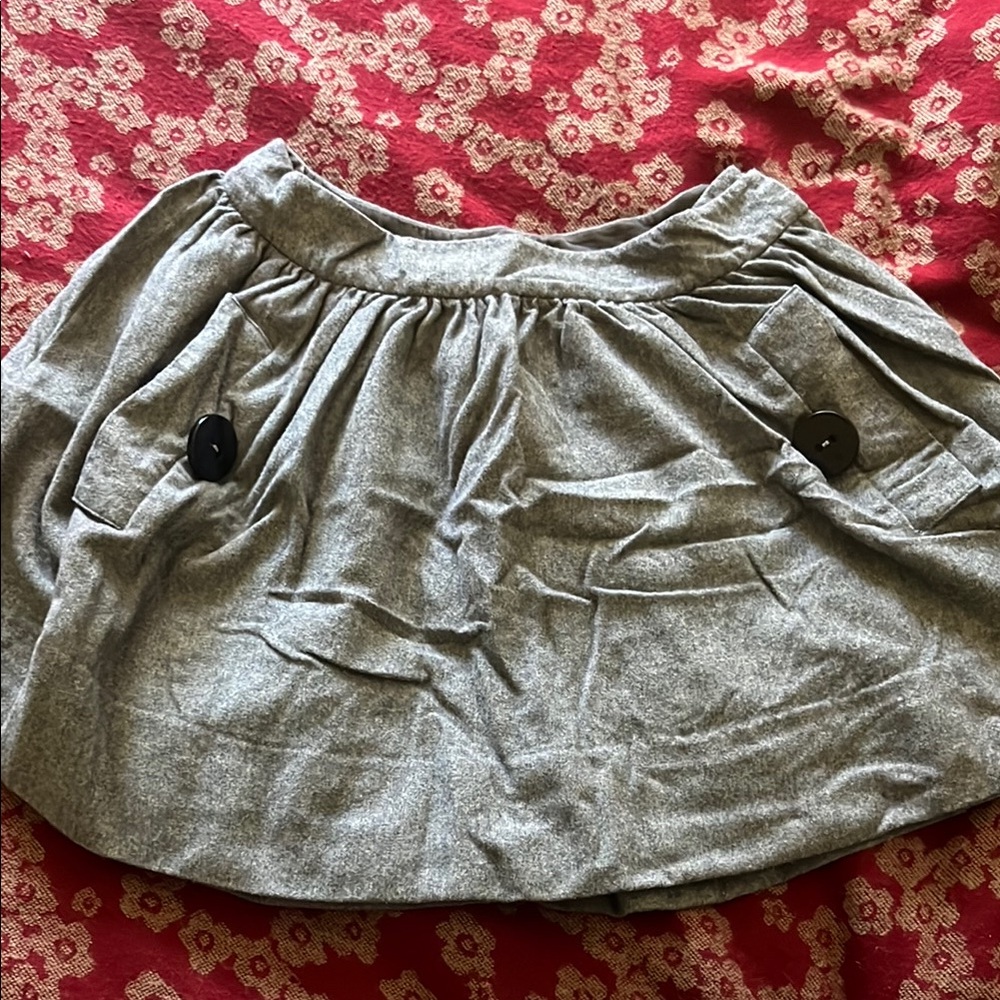 Anthropologie Gray Mini Skirt with Button Details